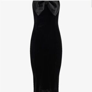 Express Velvet Bow Strapless Midi Dress